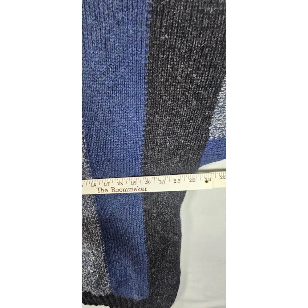 Vintage Structure 100% Wool Sweater Mens XL Colorblock Blue Gray Knit 90s - Picture 5 of 6